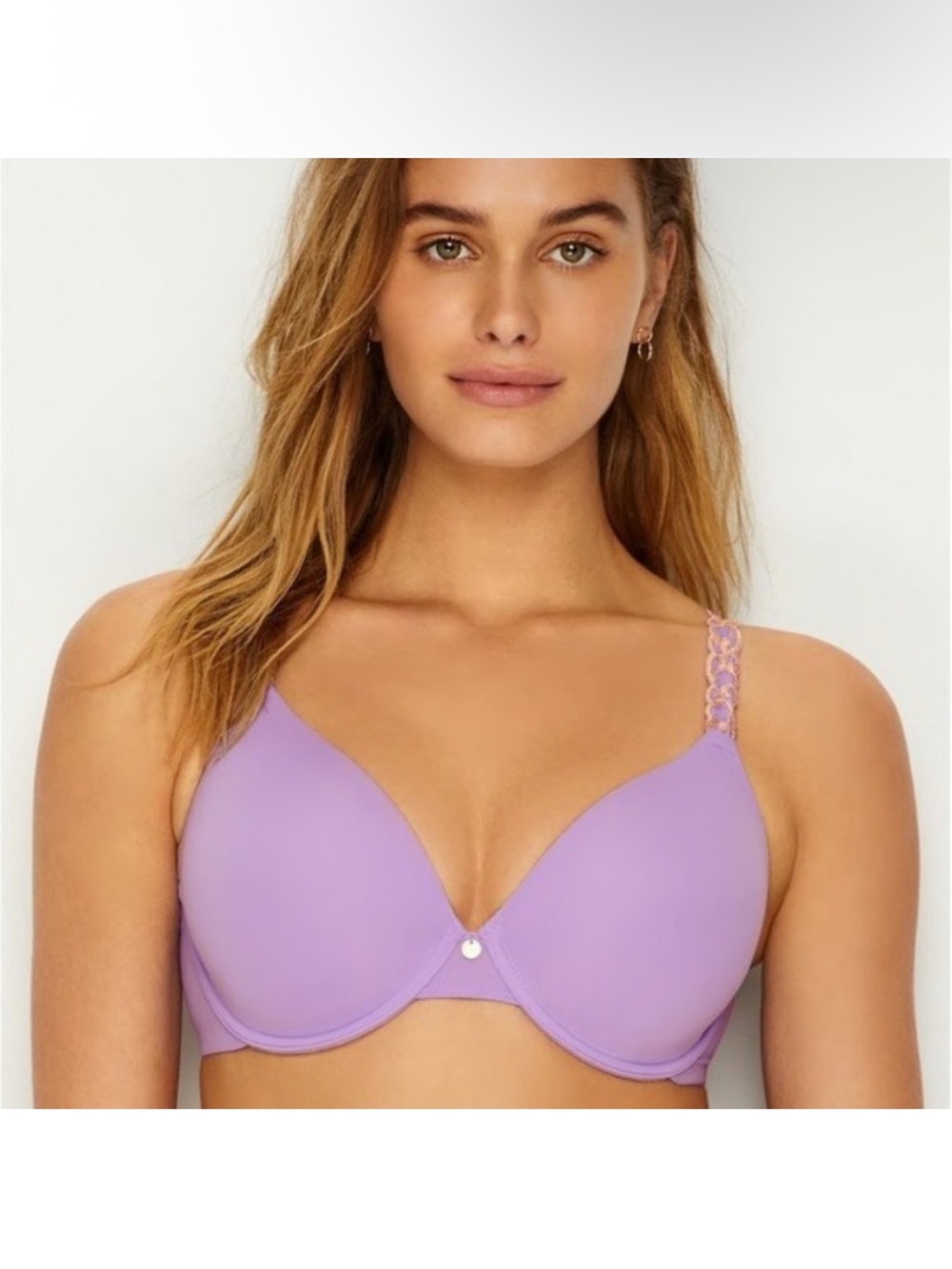 Natori Pure Luxe Full Fit Bra Light Purple Floral Lace Straps 36C